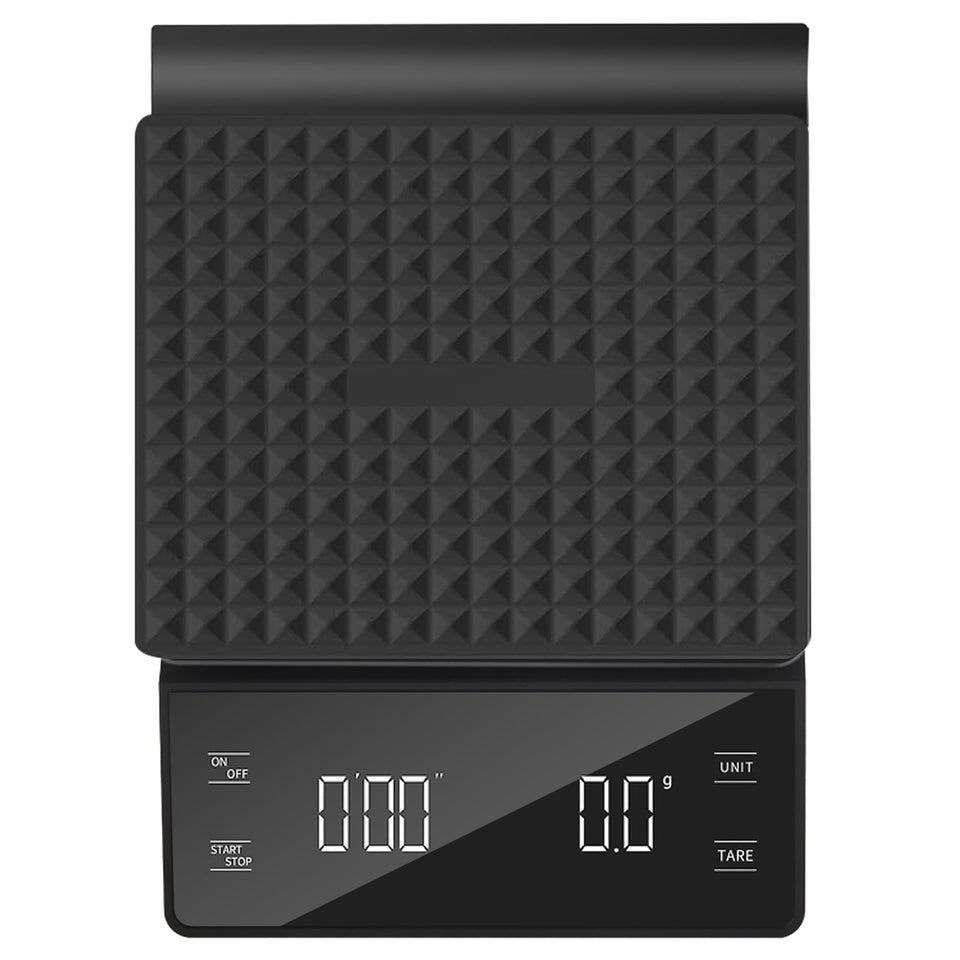 NKOVE digital coffee scale main display showcases precise measurements for pour-over brewing.