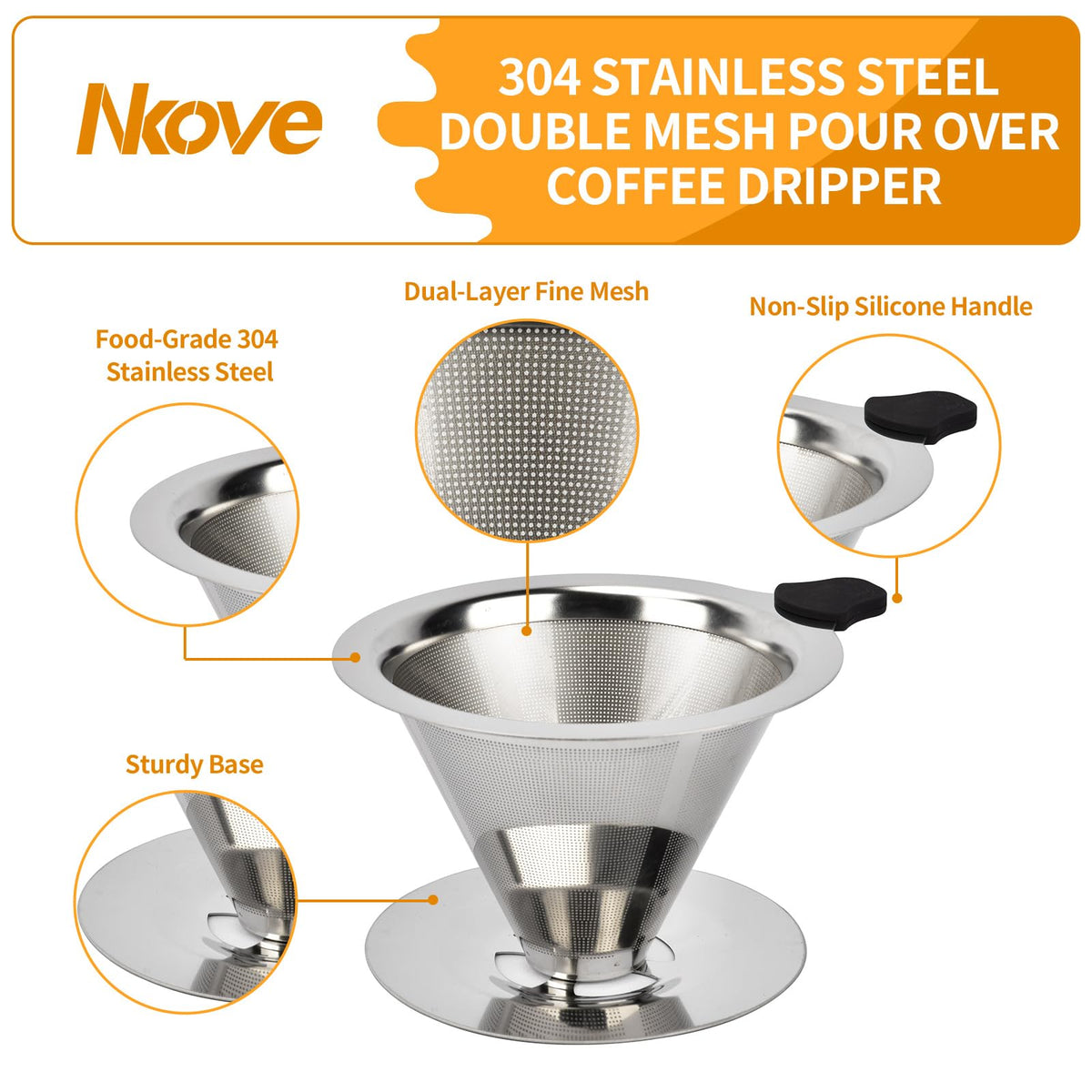 Nkove Pour Over Dripper base with non-slip grips for stable brewing