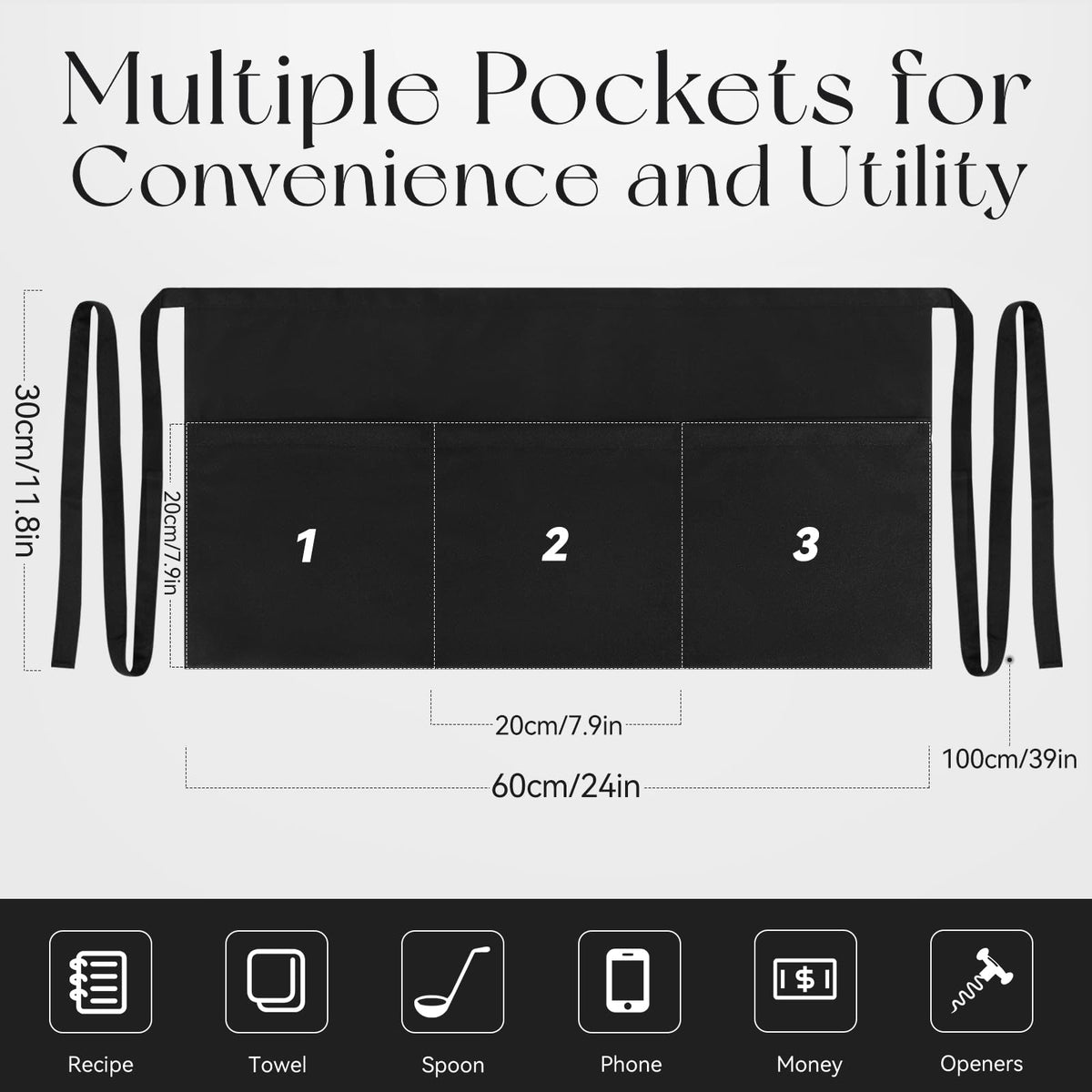 NLUS server apron featuring durable, lightweight fabric for daily use.