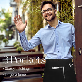 NLUS server apron is machine washable for quick turnaround.
