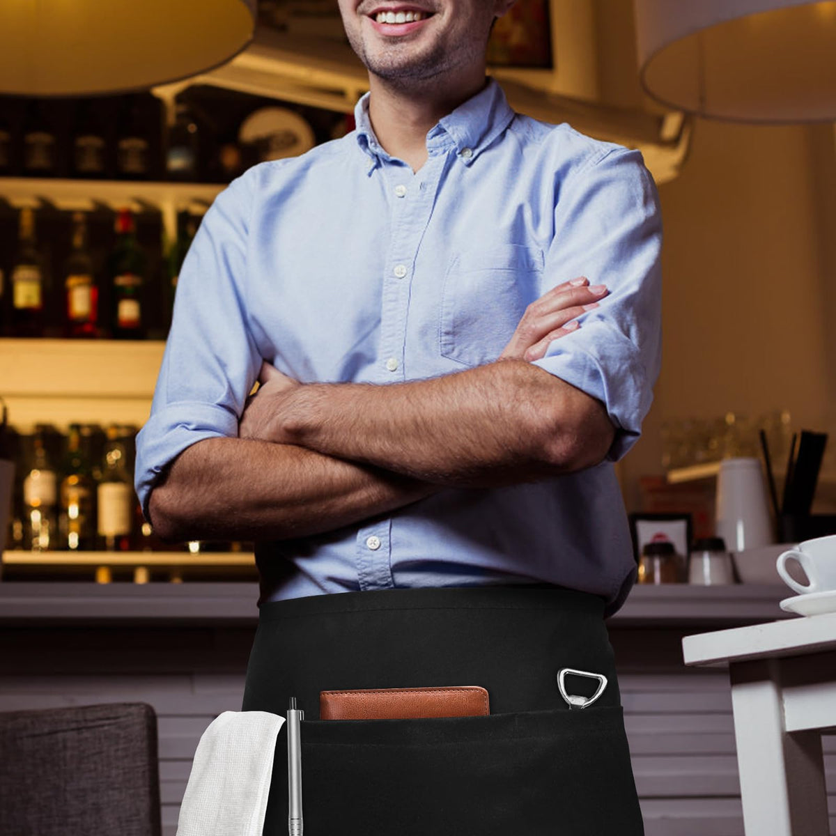NLUS server apron with three pockets for tools and notes.