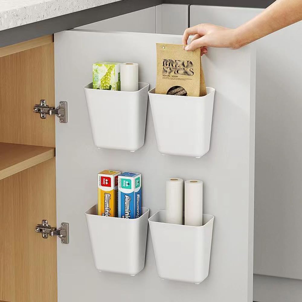 Nmgkokew 4-piece cabinet door storage boxes front view, boosts cupboard organization.
