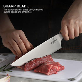 N NOBLE FAMILY 6-steak knives refine meals with evenly sliced portions.