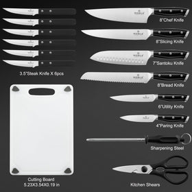 N NOBLE FAMILY 8in chef knife focused blade for versatile slicing.