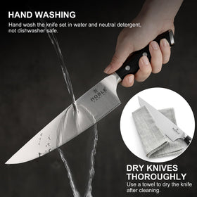 N NOBLE FAMILY included cutting board provides a ready prep surface.