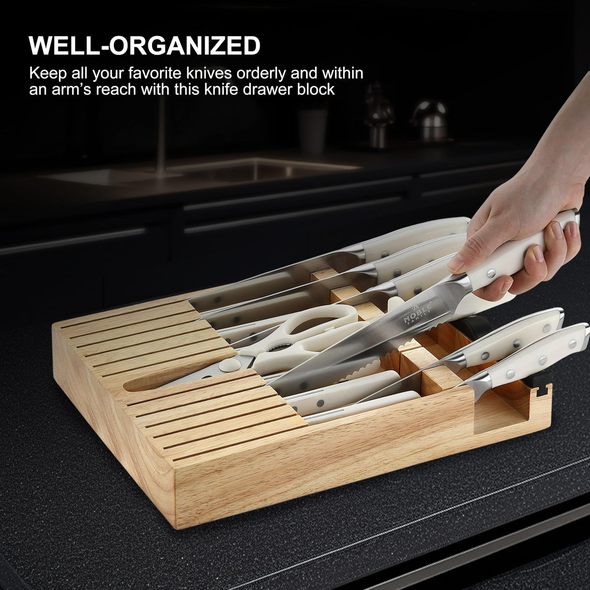 N NOBLE FAMILY 16-piece set covers all kitchen tasks from prep to plating.