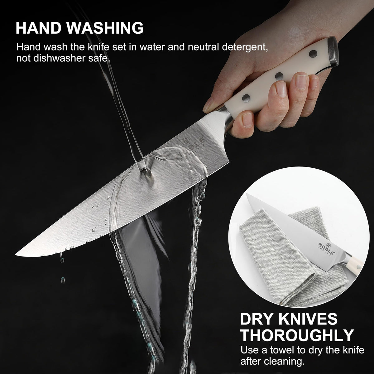 N NOBLE FAMILY knife set ships gift-ready for a thoughtful kitchen upgrade.