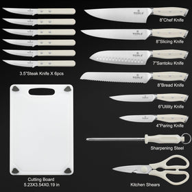N NOBLE FAMILY high-carbon stainless blades stay sharp and durable over time.