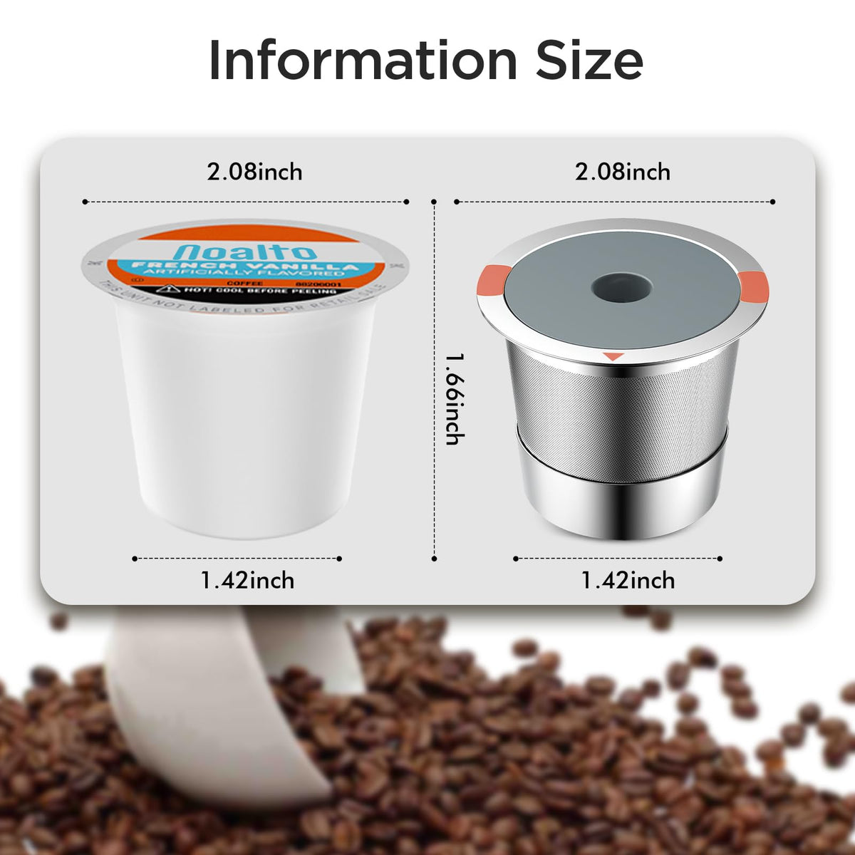 Noalto filled with ground coffee ready to brew