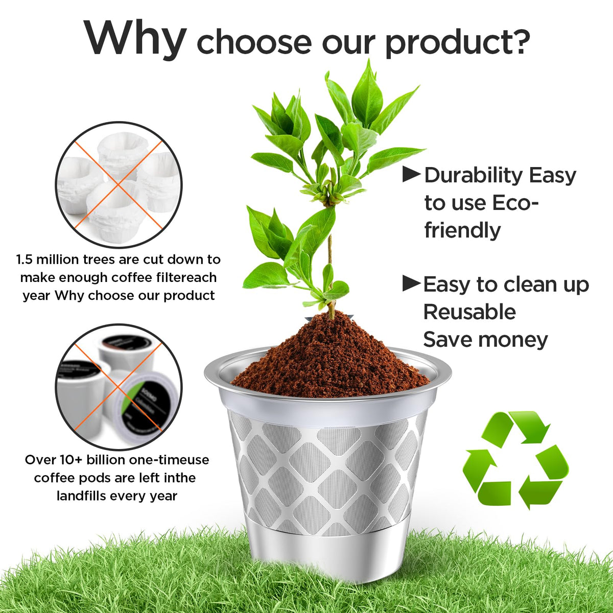 NOALTO k-cup filter bottom perforation enables full coffee extraction