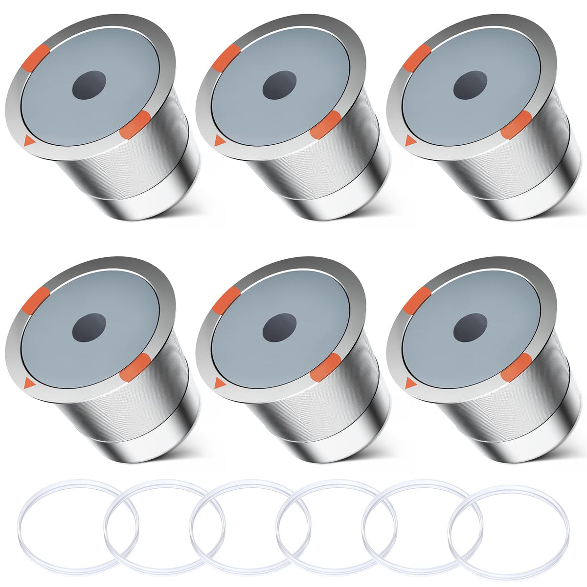 NOALTO reusable k cup filter stainless steel six-pack for eco-friendly Keurig brewing.