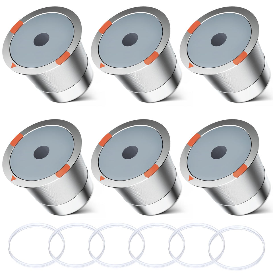 NOALTO reusable k cup filter stainless steel six-pack for eco-friendly Keurig brewing.
