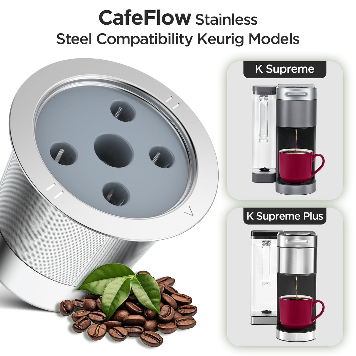 NOALTO stainless steel body reusable K cup for Keurig keeps oils and flavors.