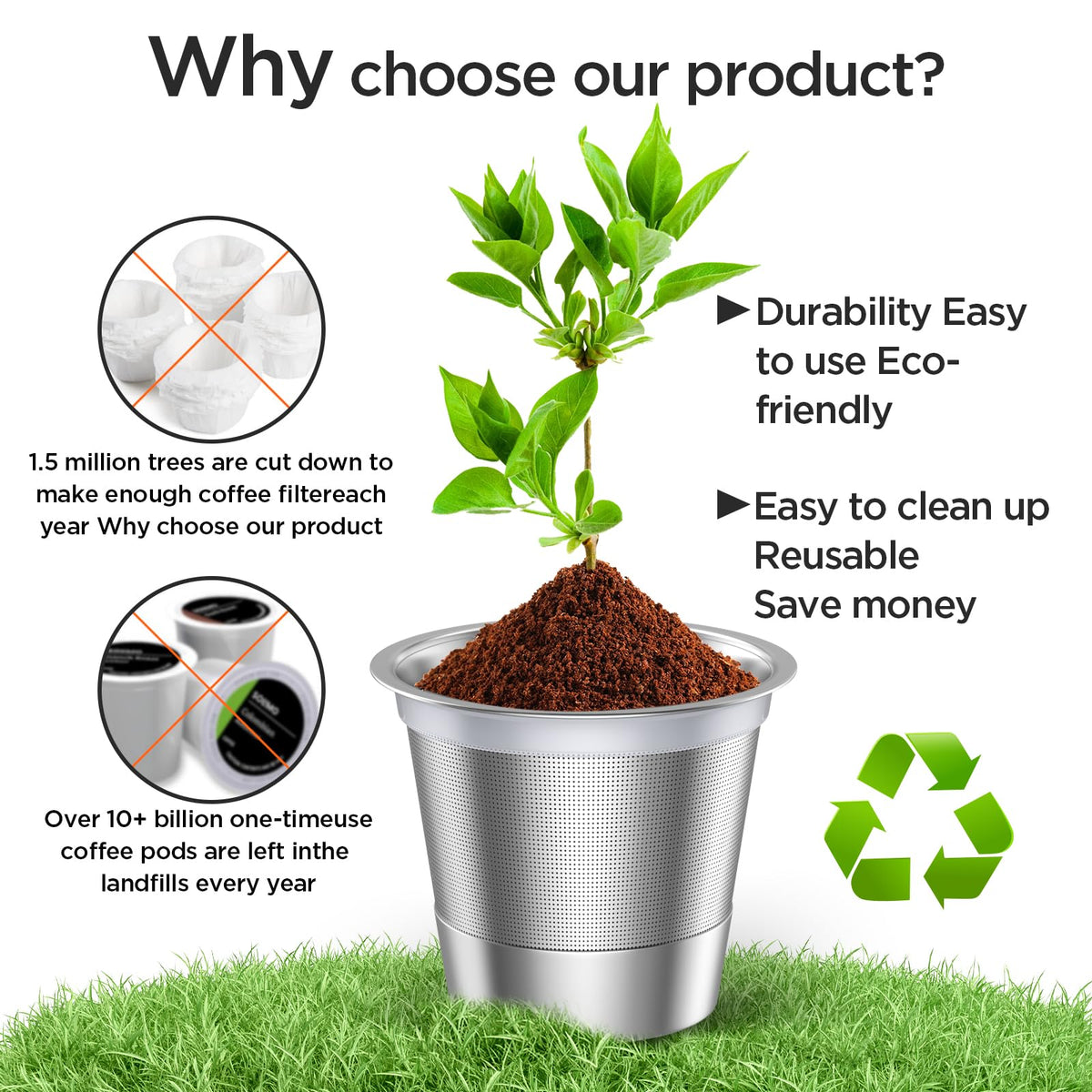 NOALTO stainless steel K-Cup is dishwasher-safe for easy cleaning.