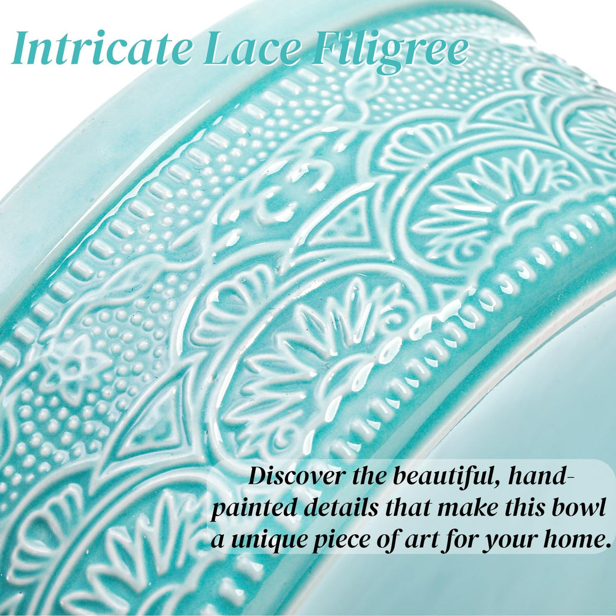 Noamus aqua lace design tortilla keeper adds elegant table presentation.