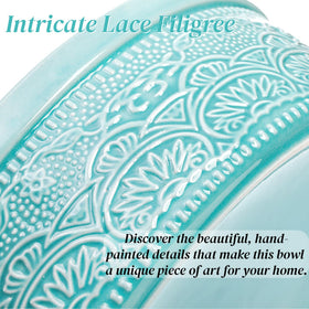 Noamus aqua lace design tortilla keeper adds elegant table presentation.