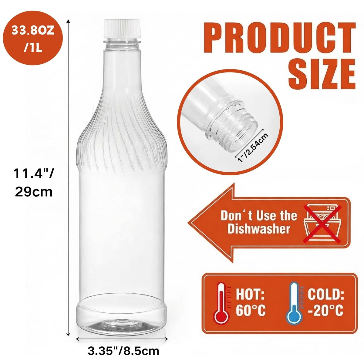 Noamus clear 1L bottle shown highlighting transparency for customization.