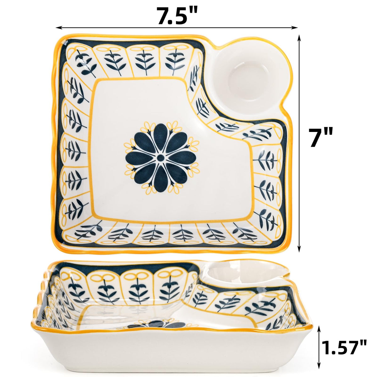 Noamus dipping saucer attached plate ideal for sauces and dips