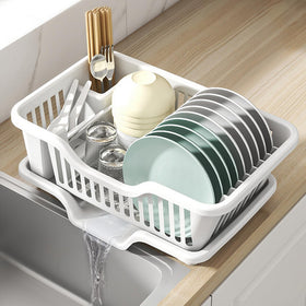 Noamus dish drying rack top over sink keeps counter space clear and dries quickly.