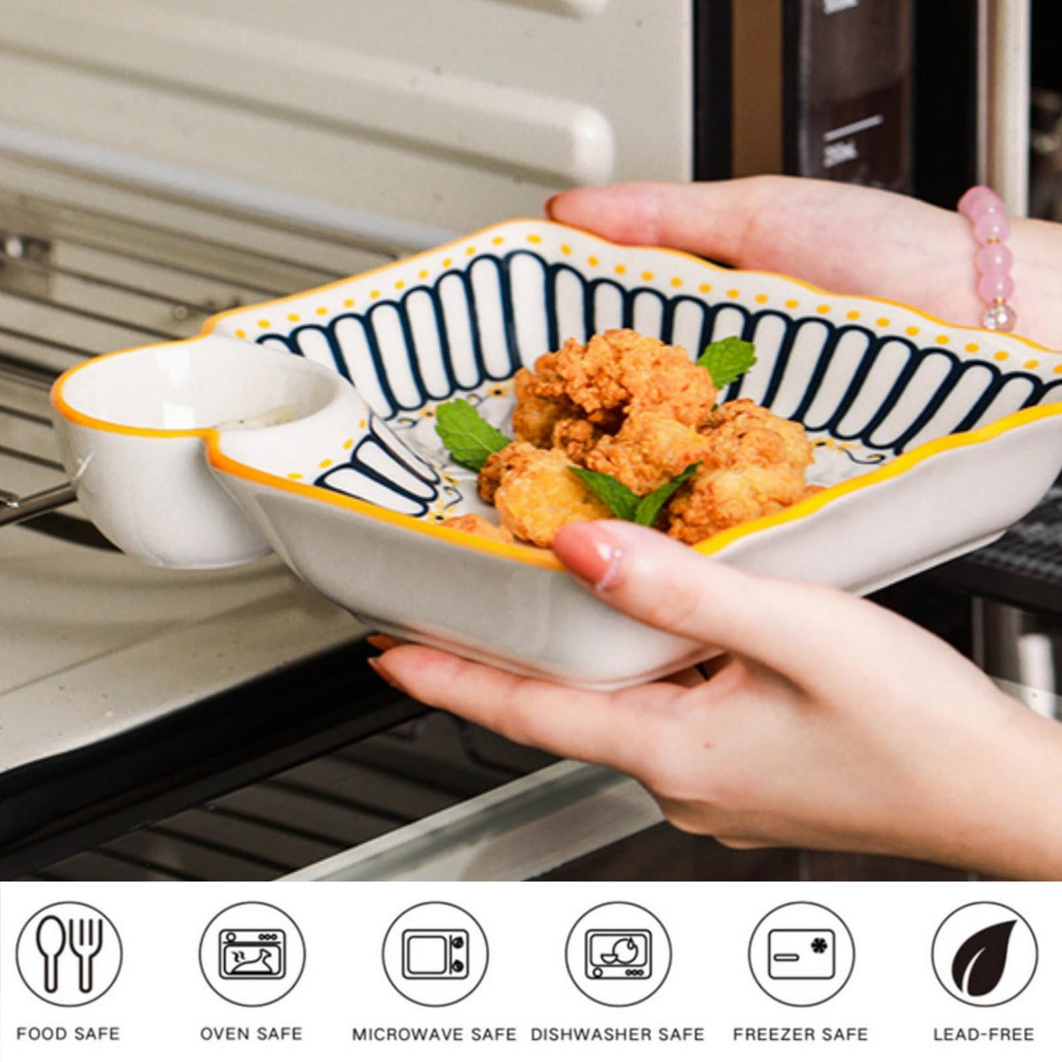 Noamus square porcelain plates in vibrant colors for snacking