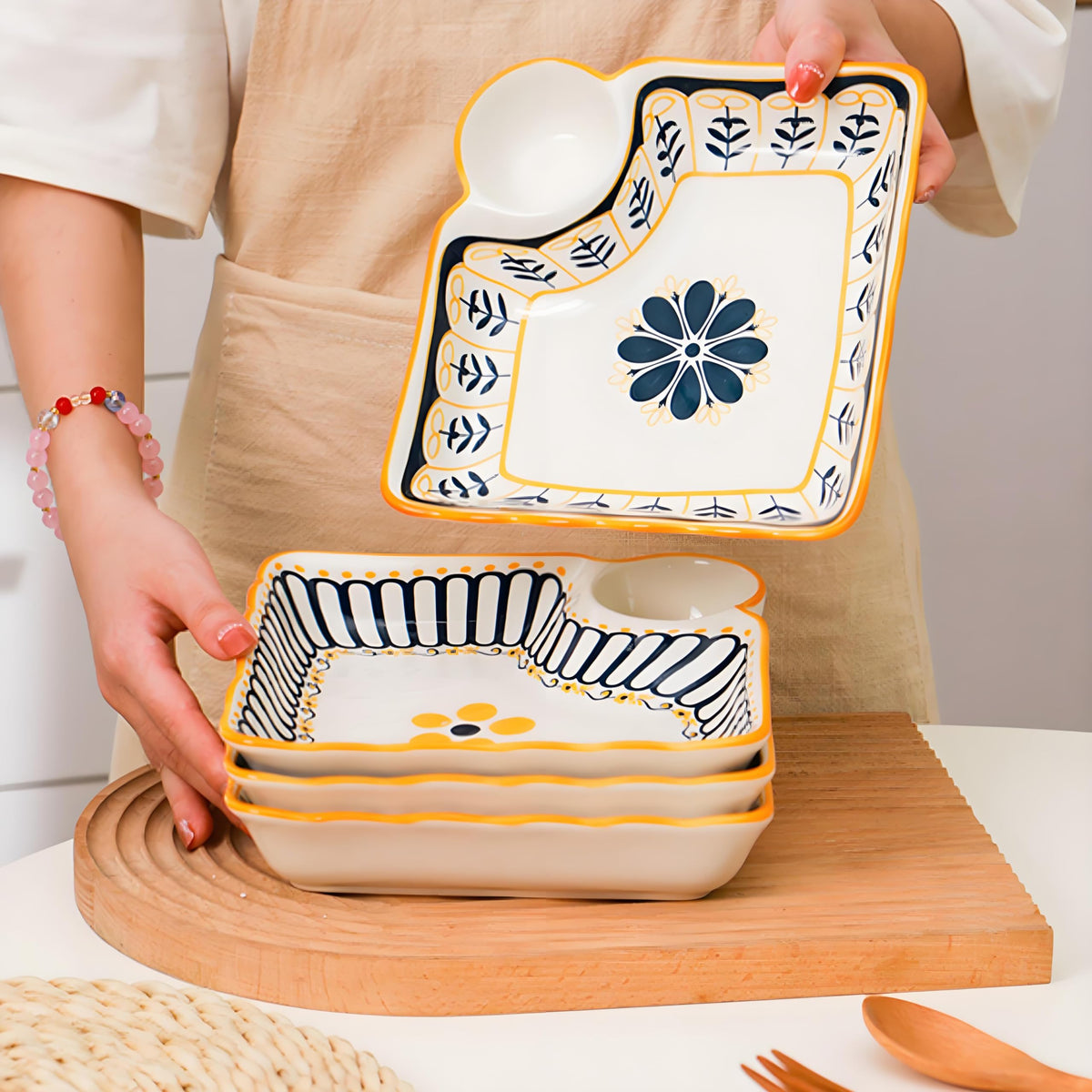 Noamus stackable serving plates save cupboard space