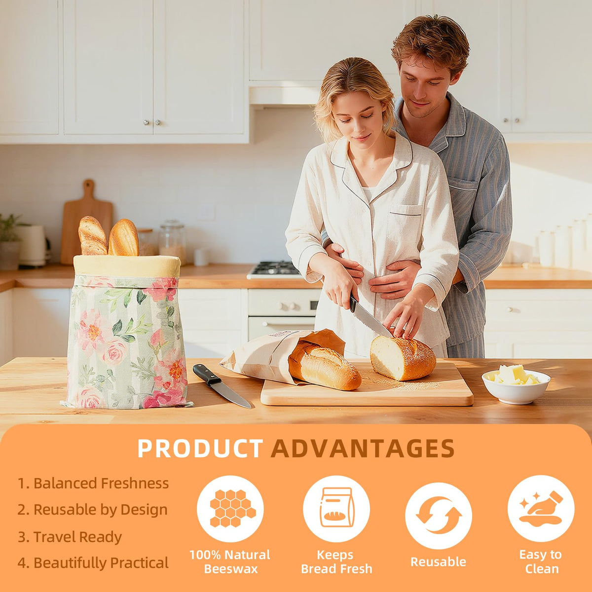 Nobineck 4-piece set with bags and wraps, complete eco-friendly bread storage solution.