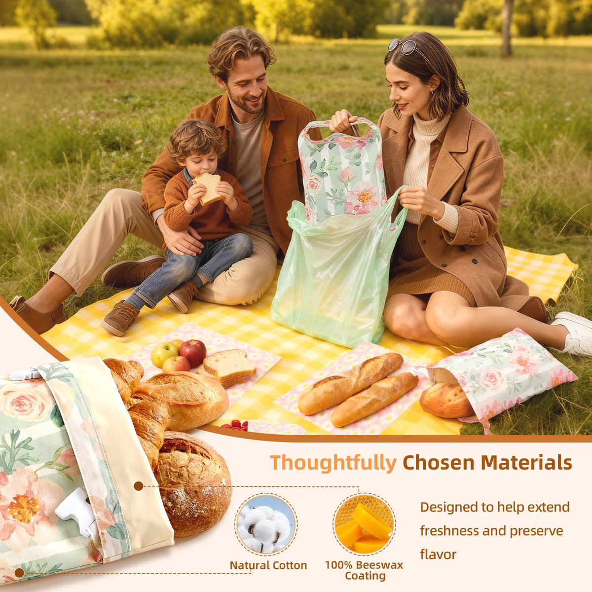Nobineck beeswax bread bag durable linen fabric built for daily use and long-lasting storage.