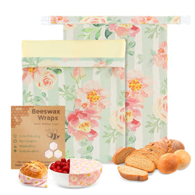 Nobineck beeswax bread bag, extra-large front view, keeps loaves fresh and reusable.