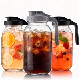 Nobityop 64oz mason jar pitcher with lid for leakproof juice storage.