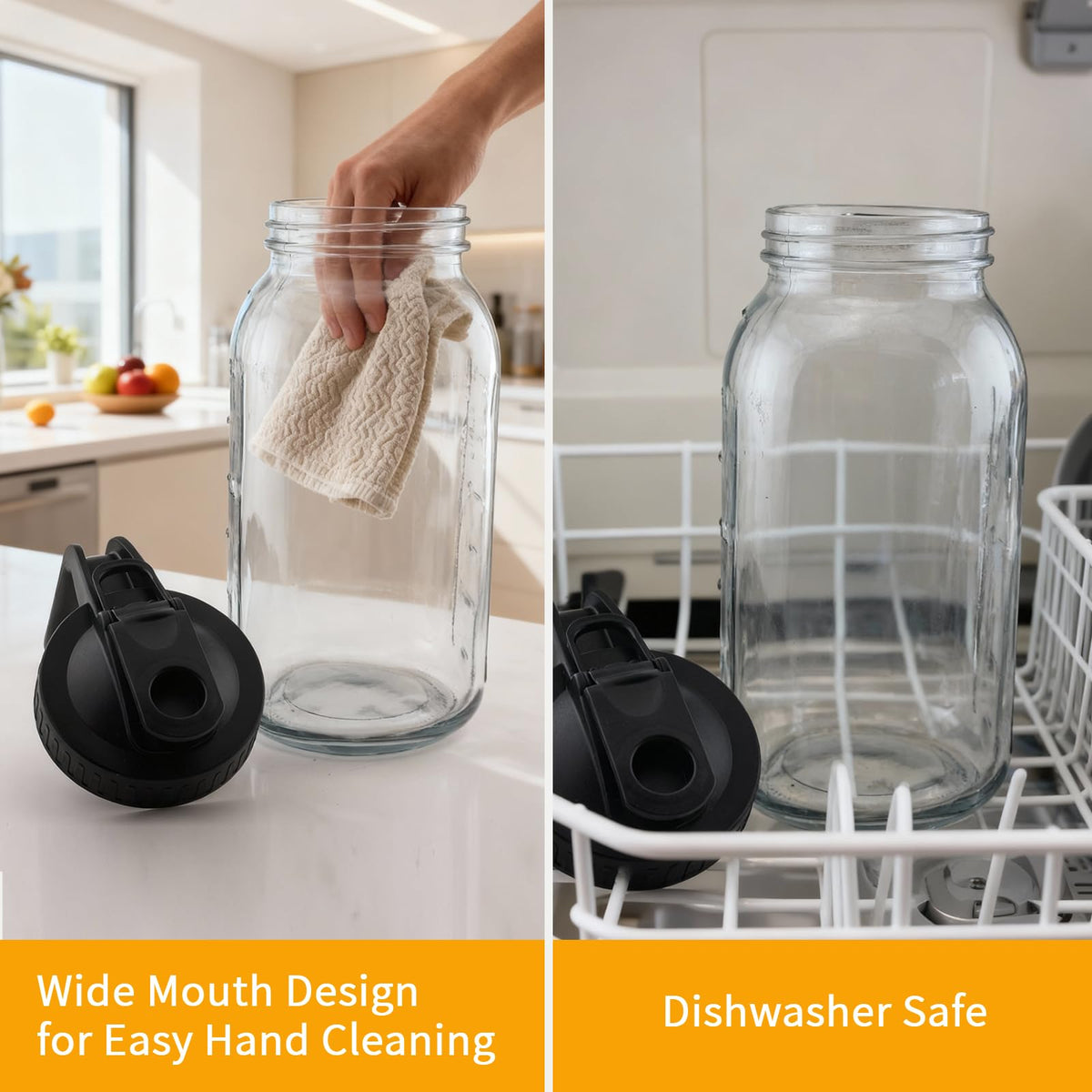 Nobityop dishwasher-safe glass pitcher ready for fridge or table.