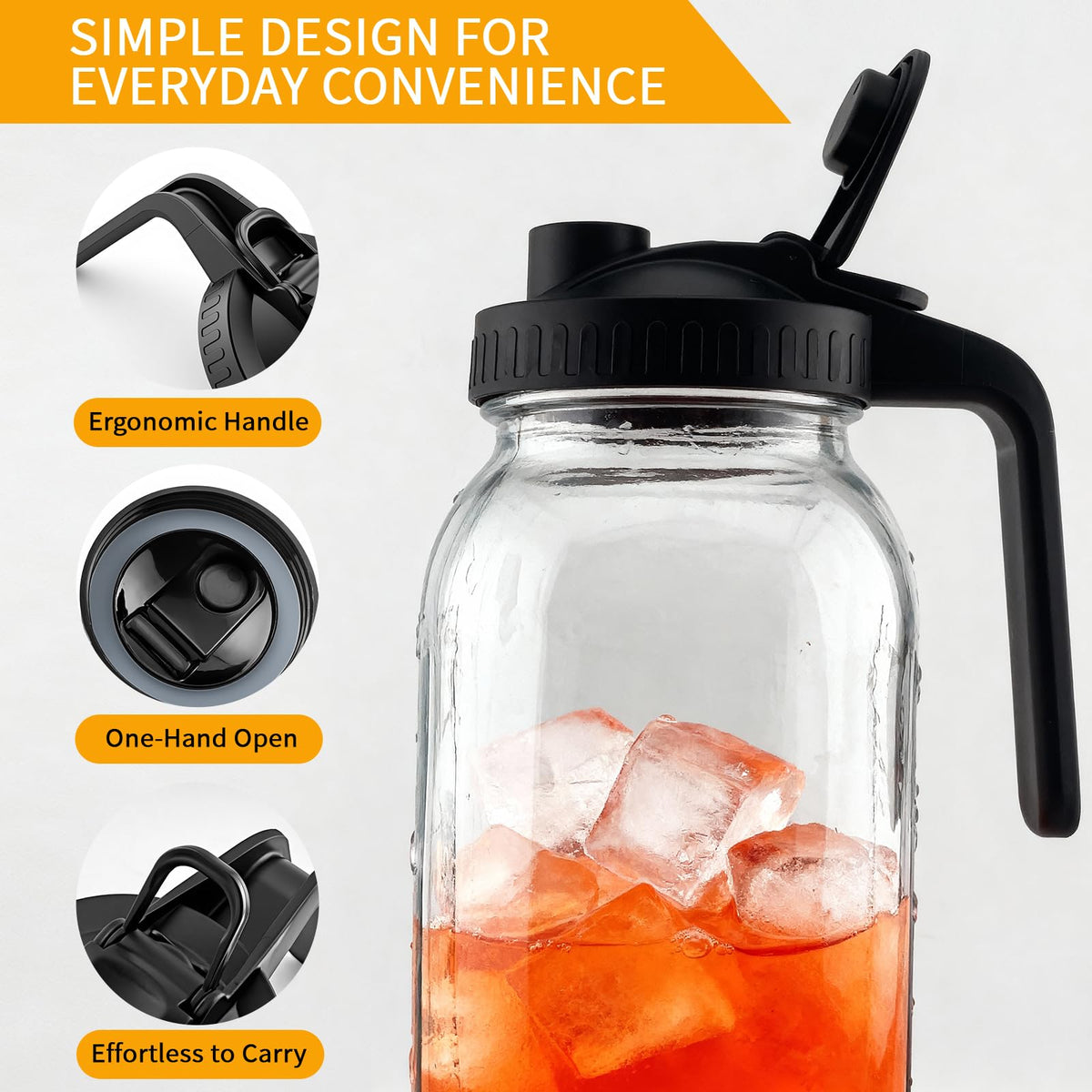 Nobityop pitcher with pour-spout and ergonomic design for smooth one-handed use.