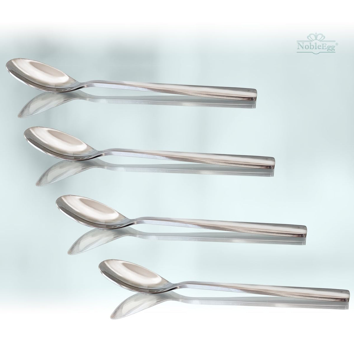 NobleEgg egg spoon length shows five-and-a-half-inch design for comfort.