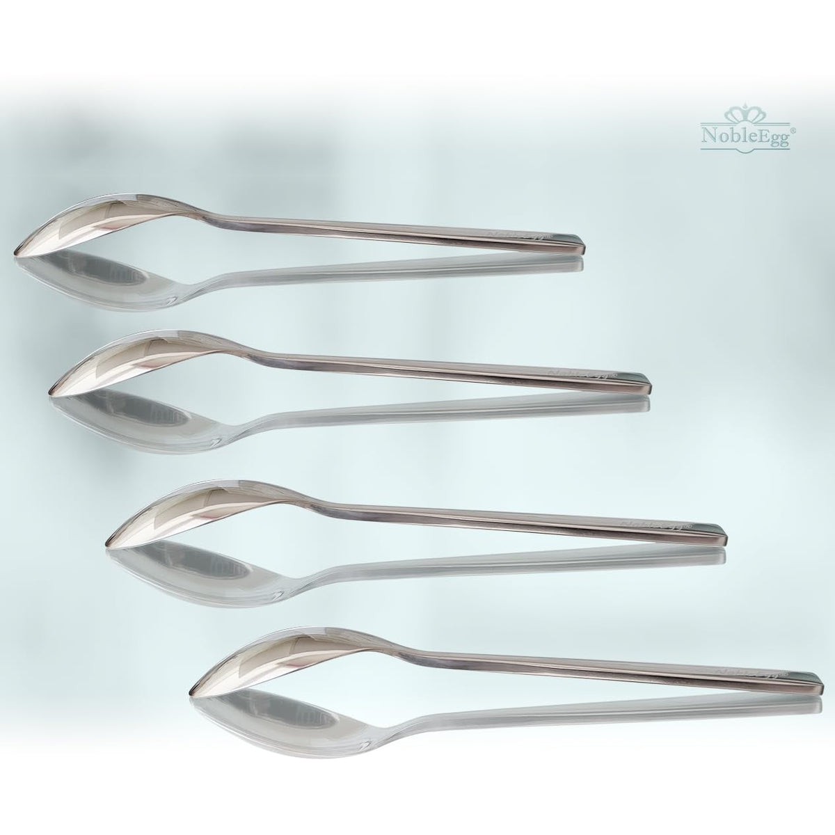 NobleEgg egg spoon in stainless steel 18-8 with durable polished surface.