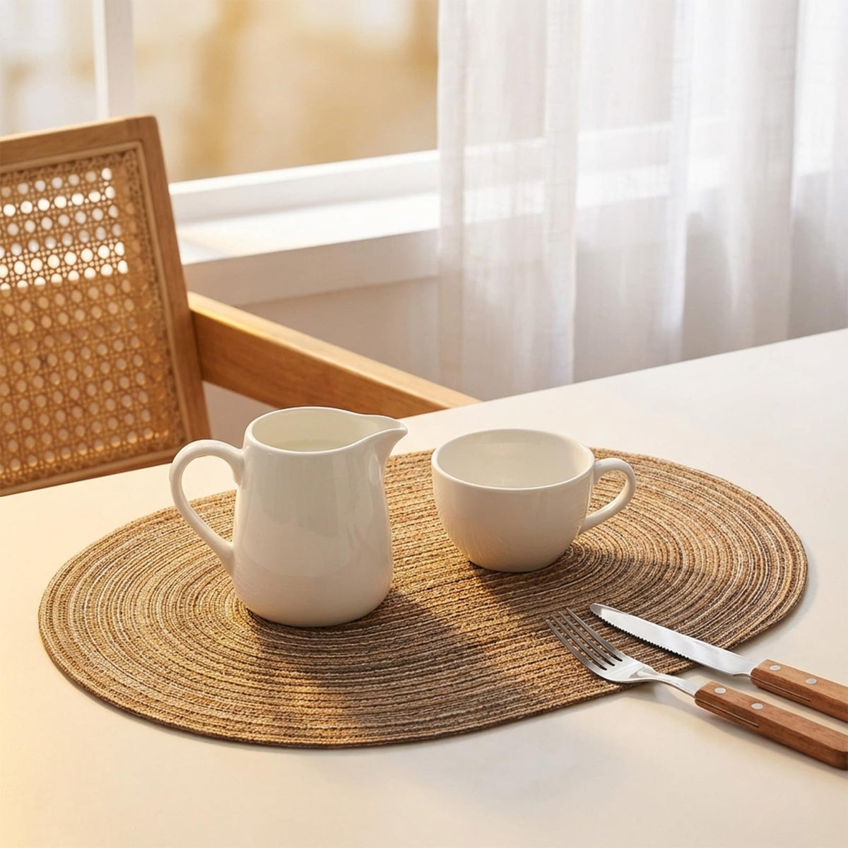 Washable and quick-drying Noctiflorous placemats simplify cleanup after meals.