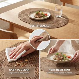 Non-slip underside keeps Noctiflorous placemats steady on the table.