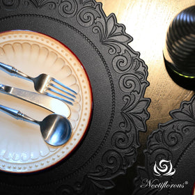 Noctiflorous round placemats ideal for indoor and outdoor dining.
