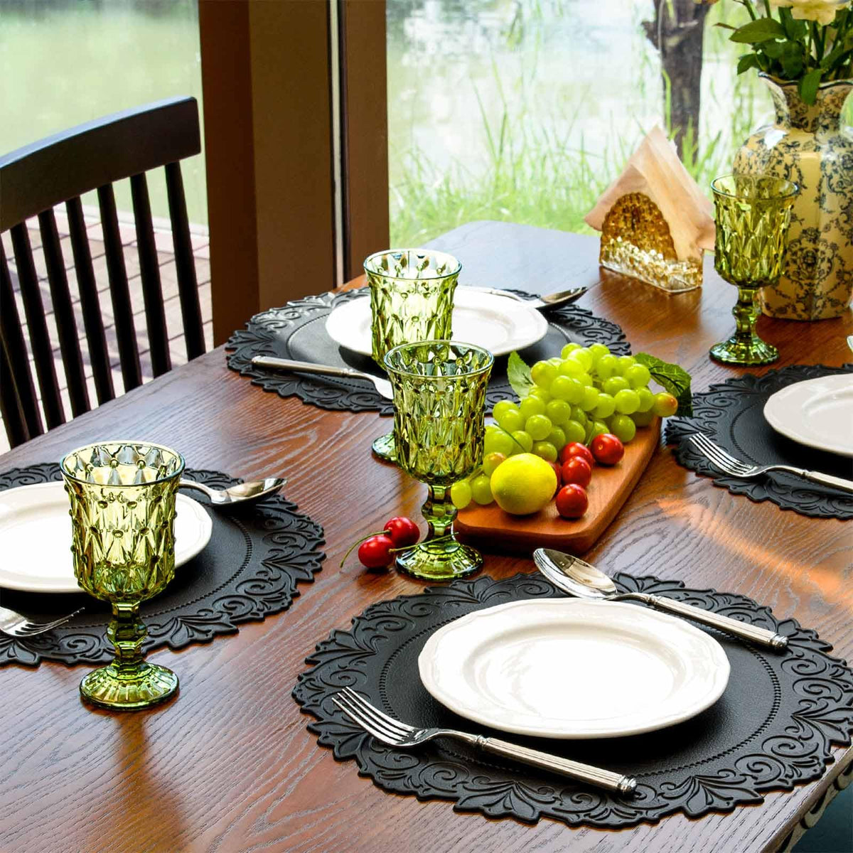 Noctiflorous placemats roll up for compact storage in the kitchen.
