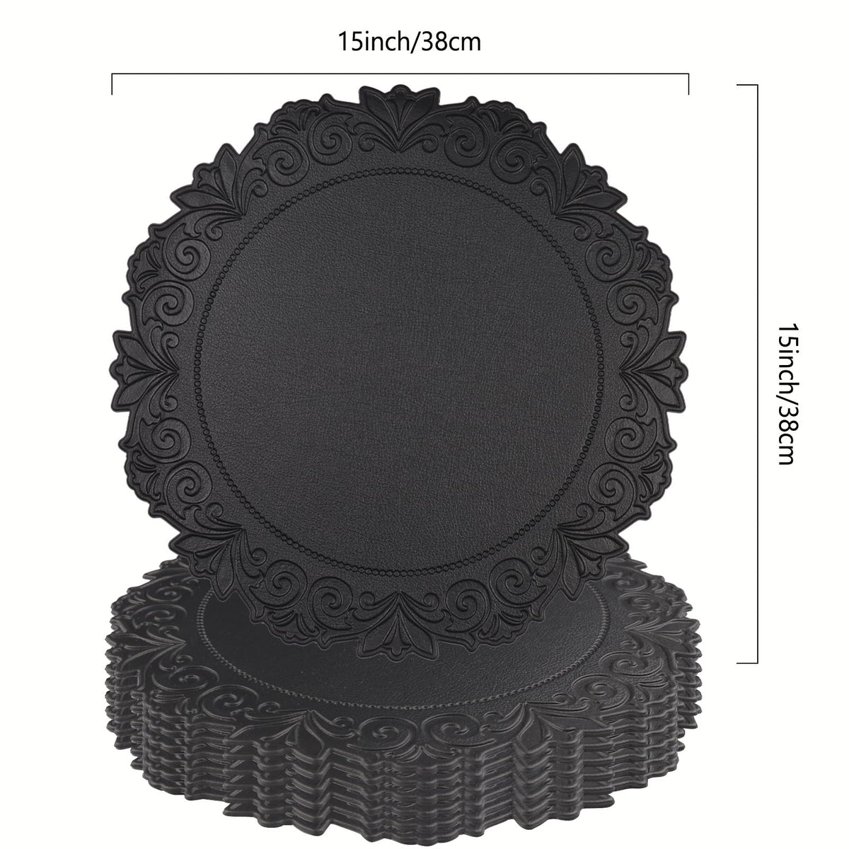 Noctiflorous round placemats on table setting for six, ready for everyday meals.