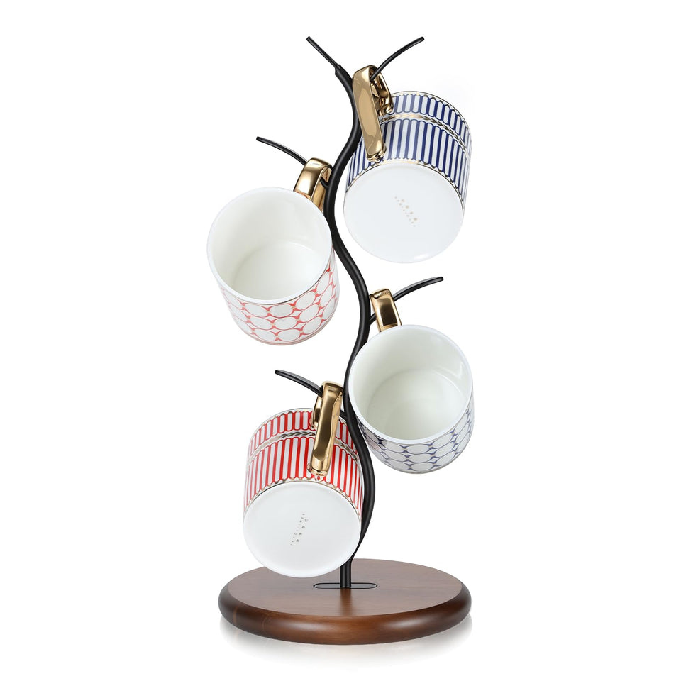 Noeixrah mug tree holder with bronze branches keeps mugs organized and accessible.