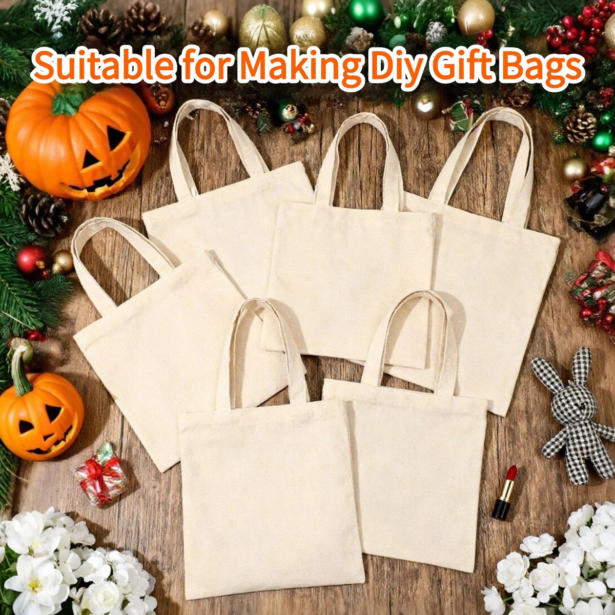 NOFKYNOXA 8x8.7 inch totes showcased in holiday gift setup.