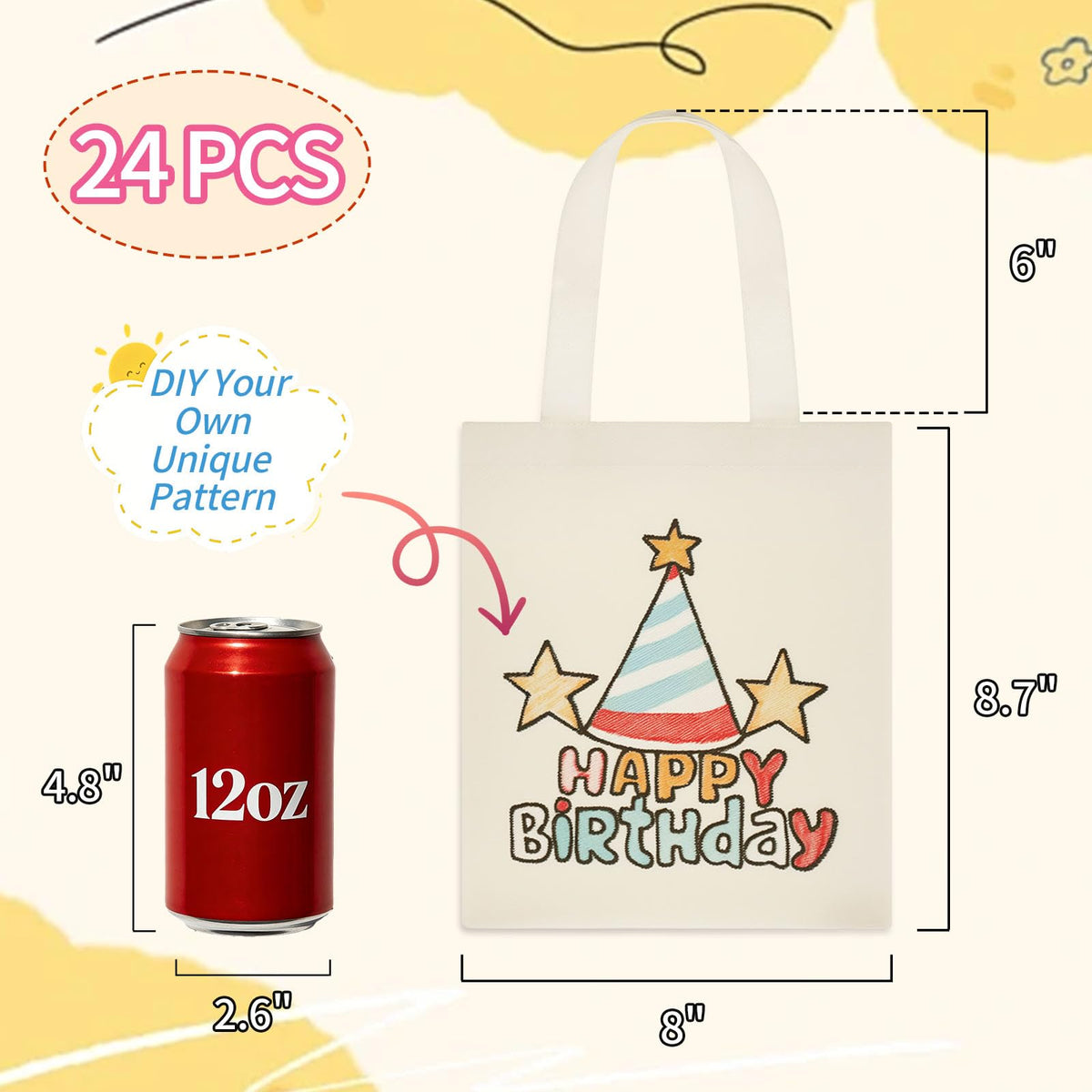 NOFKYNOXA canvas totes at wedding or event, prepared for personalized gifts.