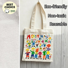 NOFKYNOXA tote bags during a craft session, ready for customization with names or logos.