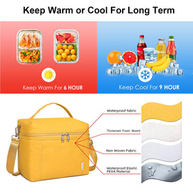 NOL earth yellow lunch bag crossbody strap for hands-free carry.