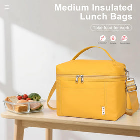 NOL earth yellow lunch bag durable nylon material for daily use.
