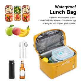 NOL earth yellow lunch bag sturdy stitching and reinforced seams.