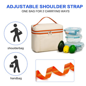 NOL insulated lunch bag with detachable shoulder strap for versatile carrying.