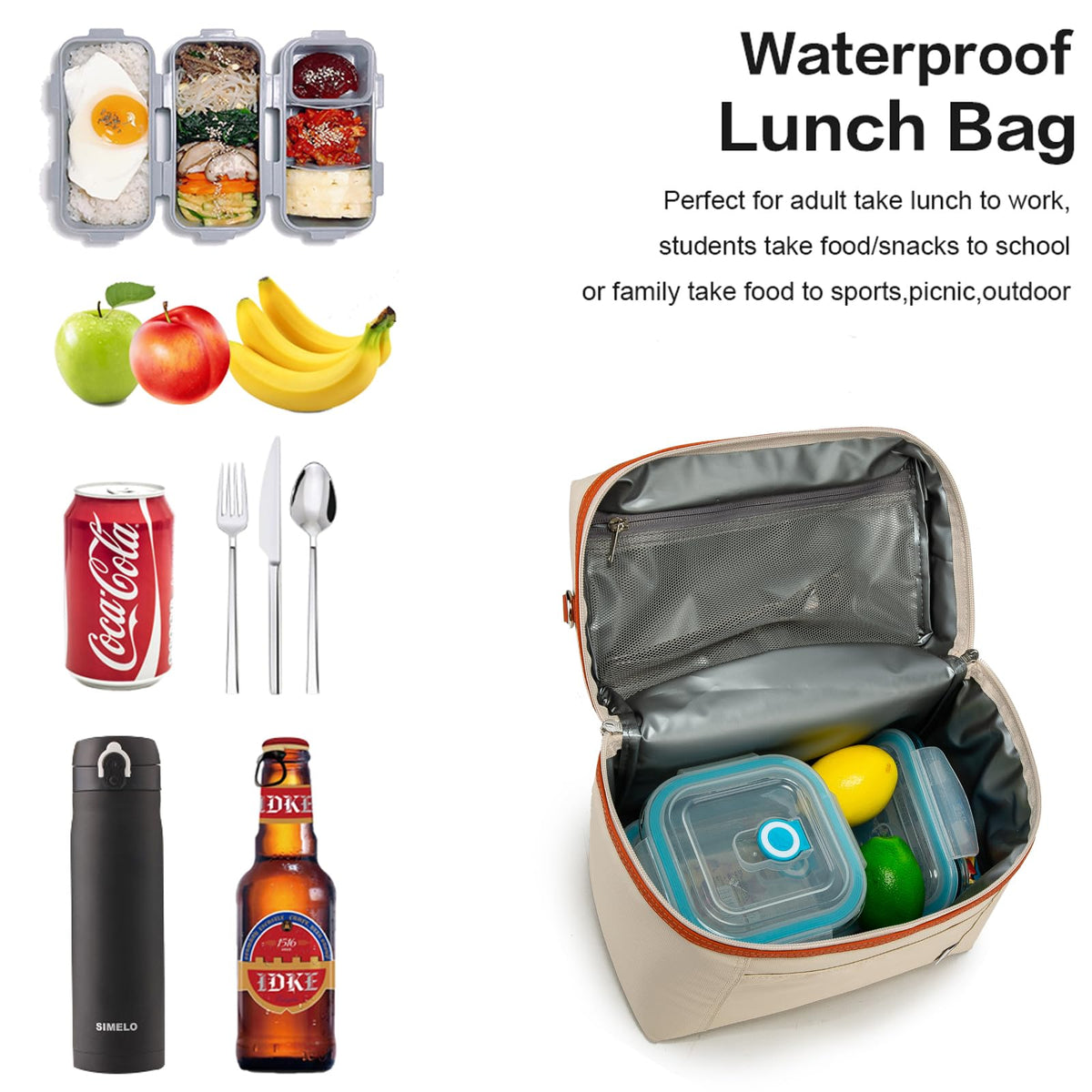 NOL insulated lunch bag interior with PEVA lining maintains temperature and freshness on the go.