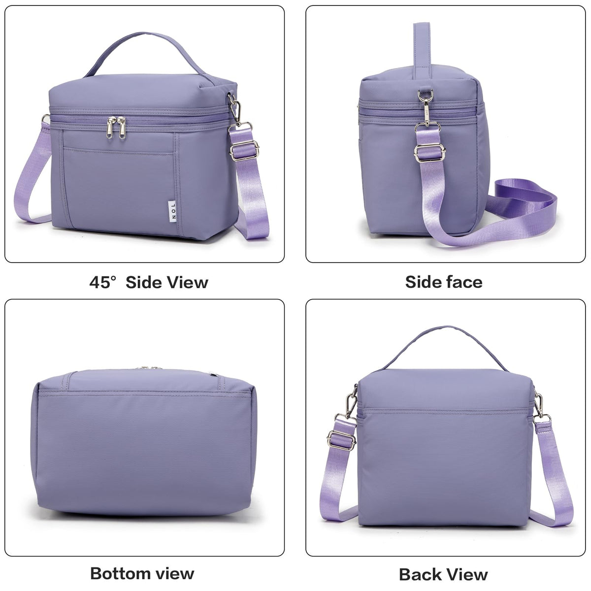 Main compartment with zipper on NOL lunch bag keeps contents secure.