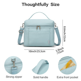 NOL lunch bag with top handle and cross-body strap for versatile carry.