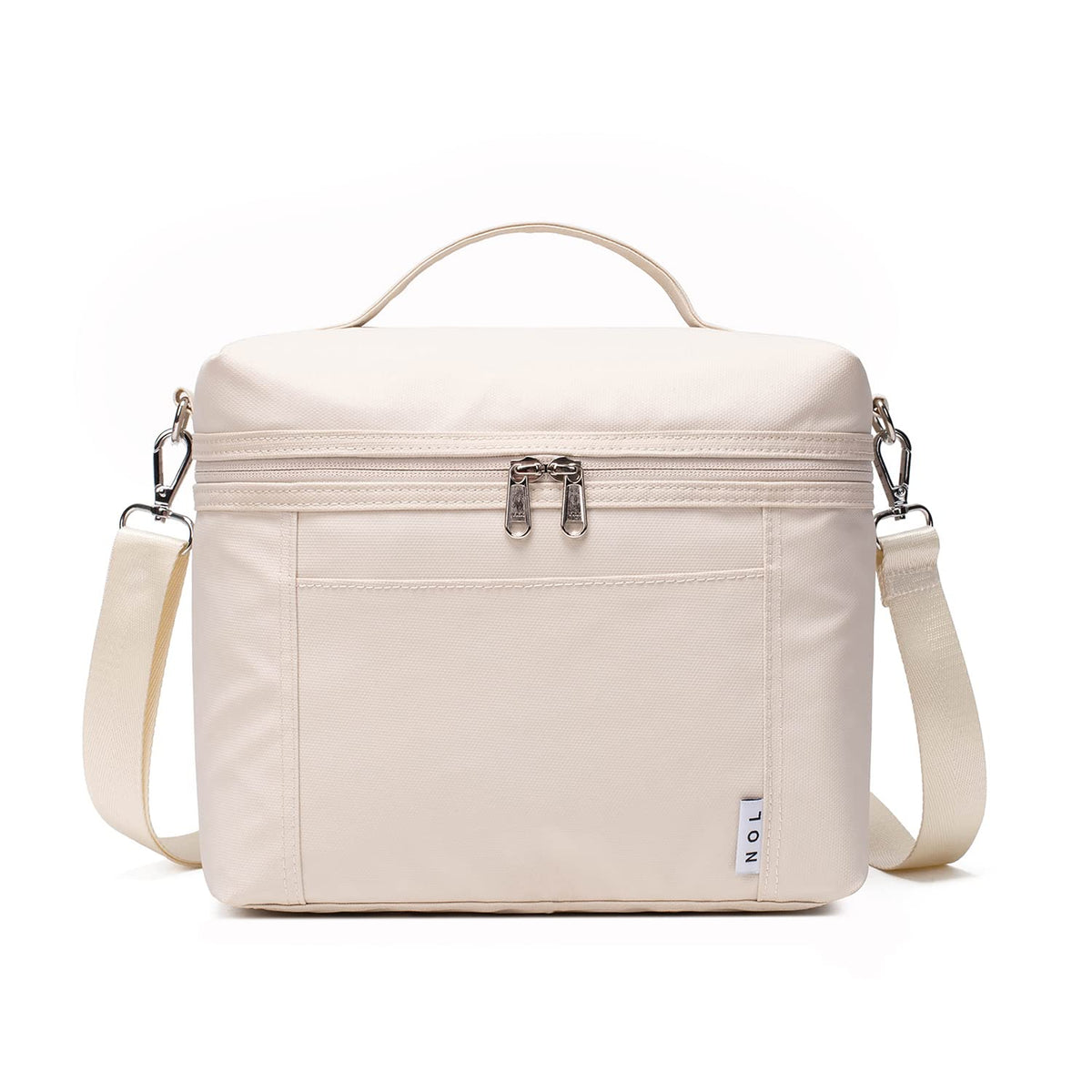NOL Natural Organic Lifestyle lunch bag cream, front view, ideal for work days